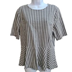 CATO houndstooth peplum blouse XL